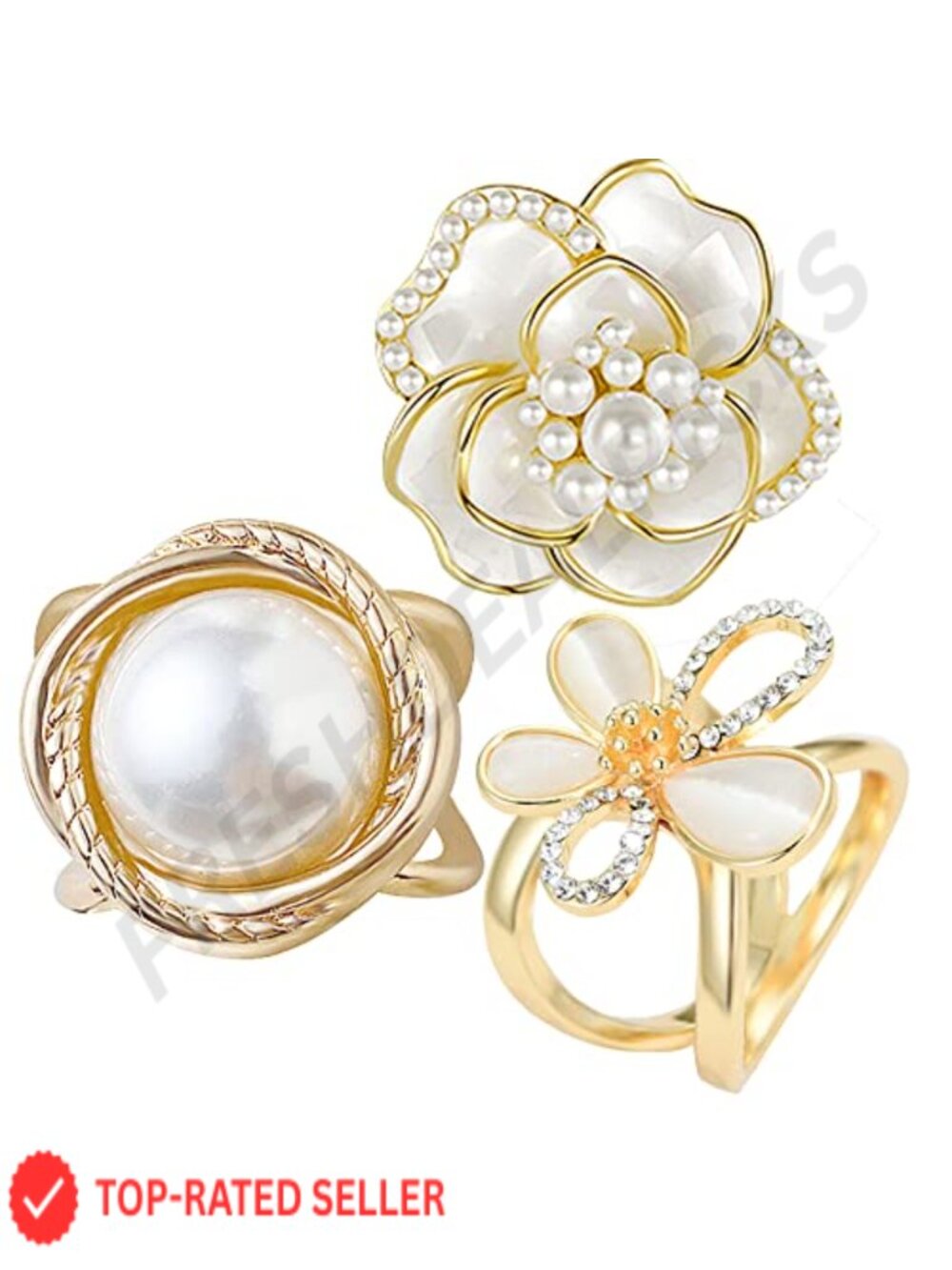 3pc Scarf Rings Buckle Slides for Women Scarves Pin Tshirt Ties Clip